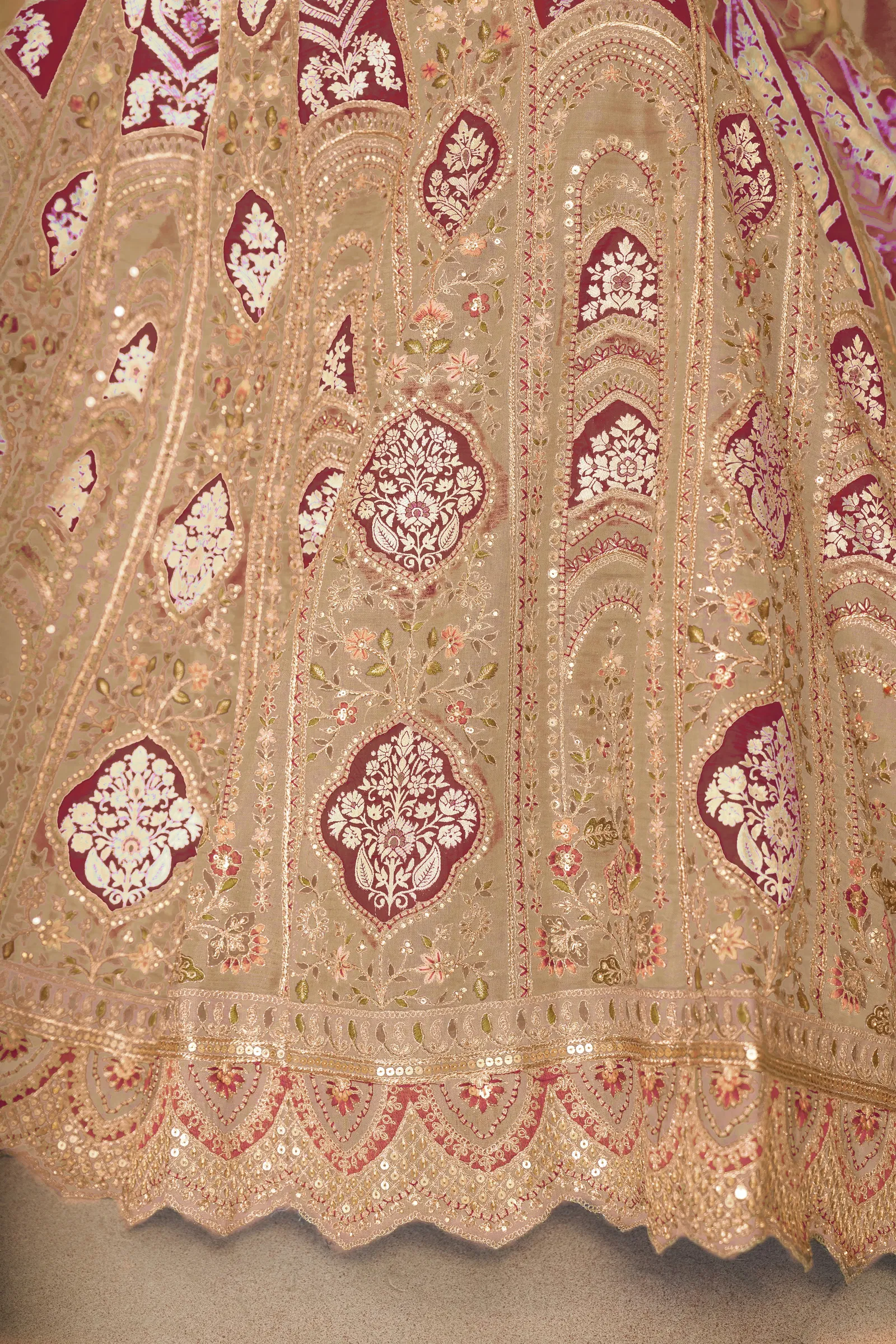 Kf 31 Chiku Banarasi Silk Embroidered Lahenga For Wedding Bulk Orders In India